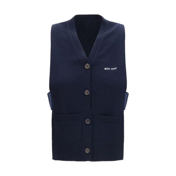 Miu Miu 100% Cashmere vest in navy