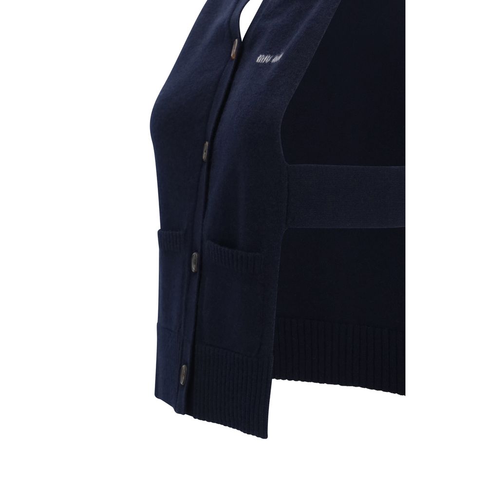 Miu Miu 100% Cashmere vest in navy — view 4