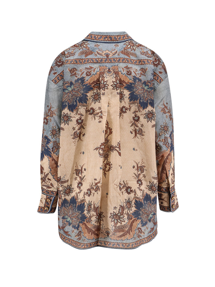 Zimmermann Shirts Blue/cream Indienne Floral Silk