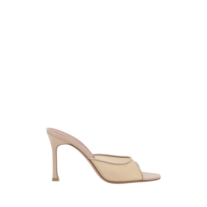 Amina Muaddi 100% Fabric (Semi-transparent mesh heel mule in beige