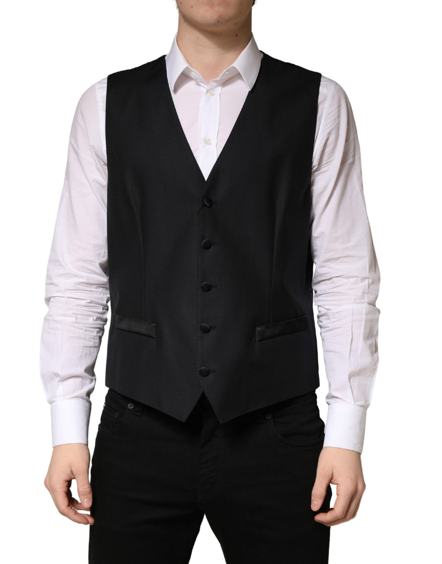 Dolce & Gabbana 97% Virgin Wool 1% Silk 1% Nylon 1% Flax vest in black