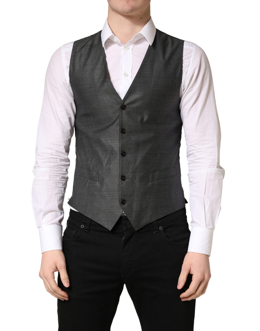 Dolce & Gabbana 82% Virgin Wool 18% Silk; Lining: 70% Viscose 30% Cupro vest in gray