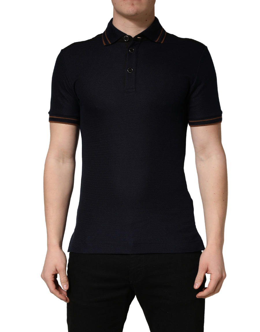 Dolce & Gabbana 56% Silk 31% Cotton 9% Polyester 4% Polyurethane polo in black