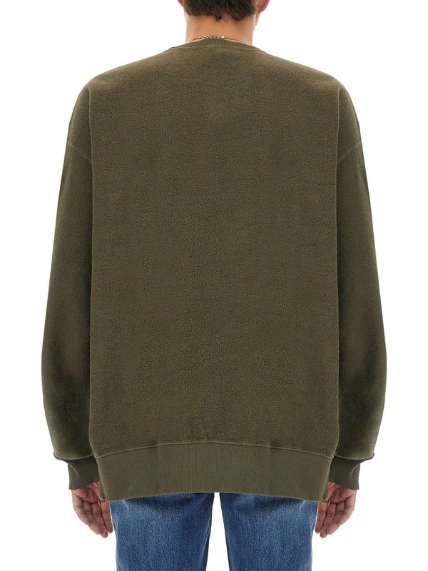 Sweatshirt With Logo Military Green T Cotton Sweatshirts
