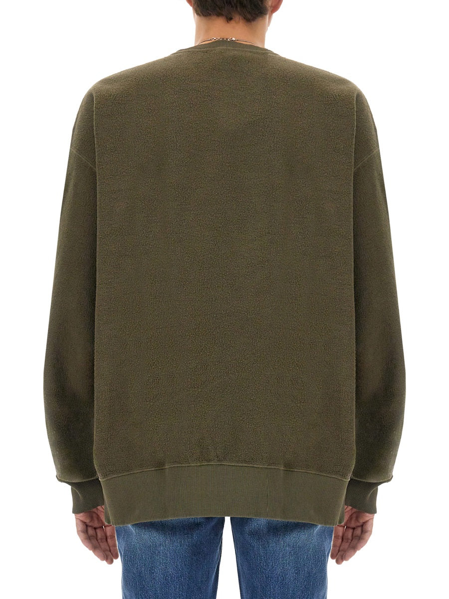 Sweatshirt With Logo Military Green T Cotton Sweatshirts