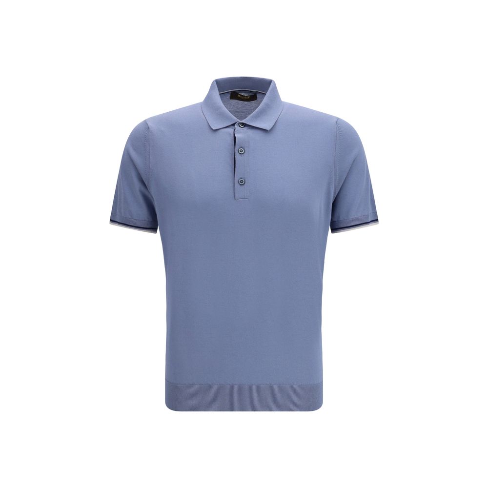 Moorer 100% Cotton polo shirt in blue