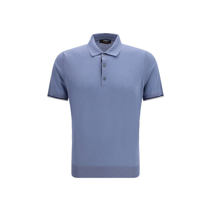 Moorer 100% Cotton polo shirt in blue