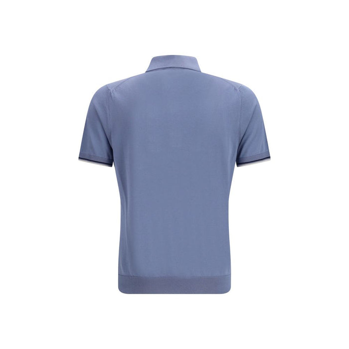 Moorer 100% Cotton polo shirt in blue — view 2
