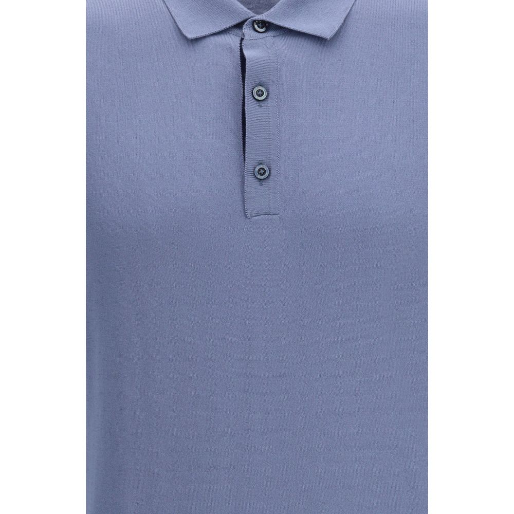 Moorer 100% Cotton polo shirt in blue — view 3