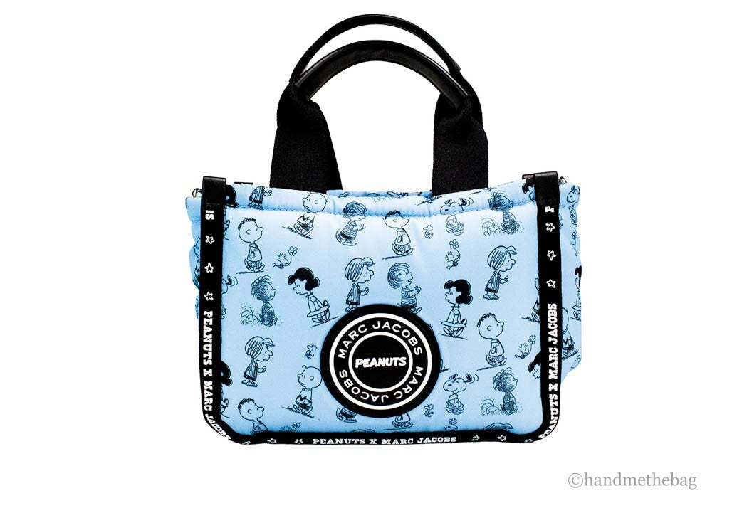Marc Jacobs X Peanuts Air Blue Mini Puffy Nylon Tote Crossbody Bag Handbag Purse Black
