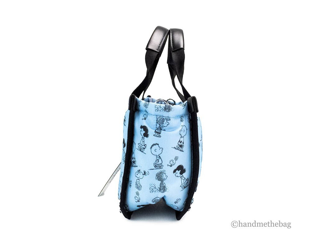 Marc Jacobs X Peanuts Air Blue Mini Puffy Nylon Tote Crossbody Bag Handbag Purse Black