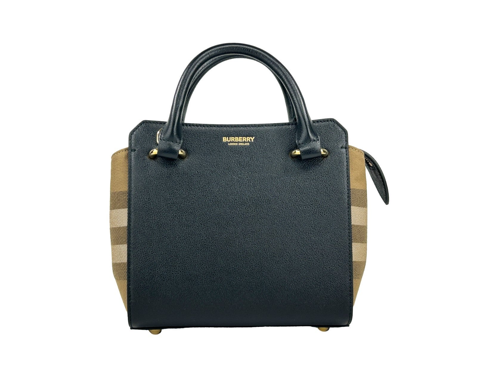 Burberry Mini Banwell Leather Tote Bag Purse Gold