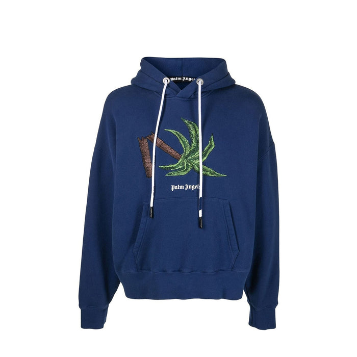 Palm Angles Hoodie Sweatshirt Blue Cotton