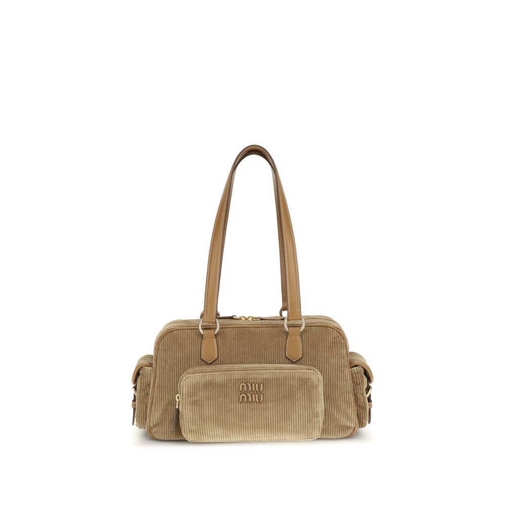 Miu Miu 100% Cotton shoulder bag in beige