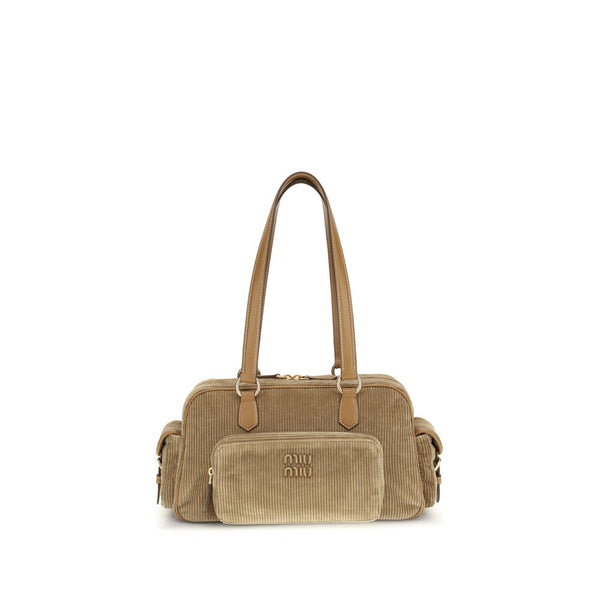 Miu Miu 100% Cotton shoulder bag in beige