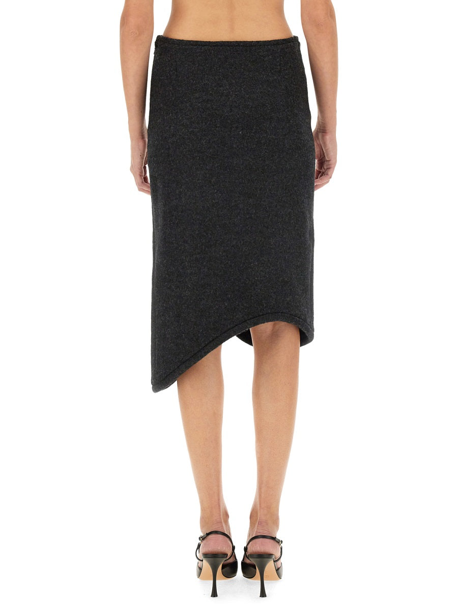 Padded Skirt With Tube Detail Grey Wool