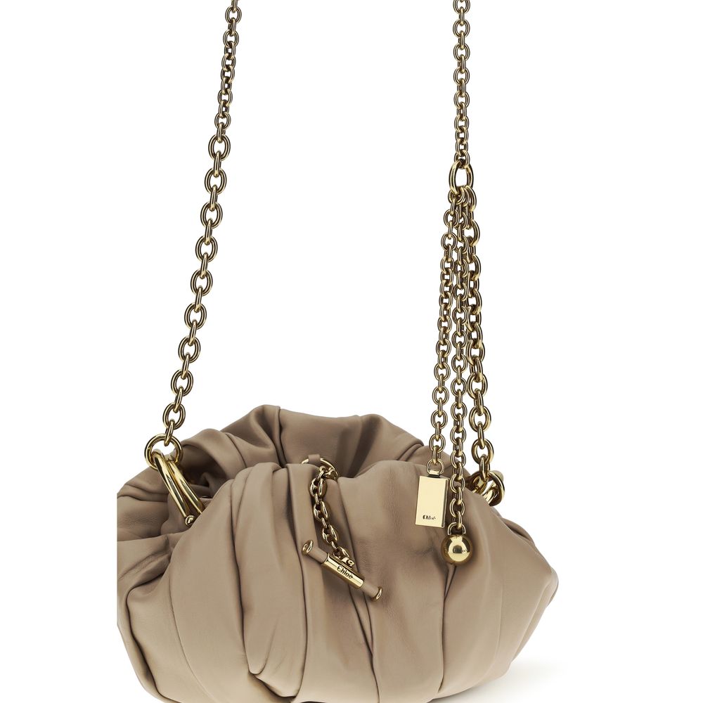 Beige Lamb Ovis Aries Shoulder Bag