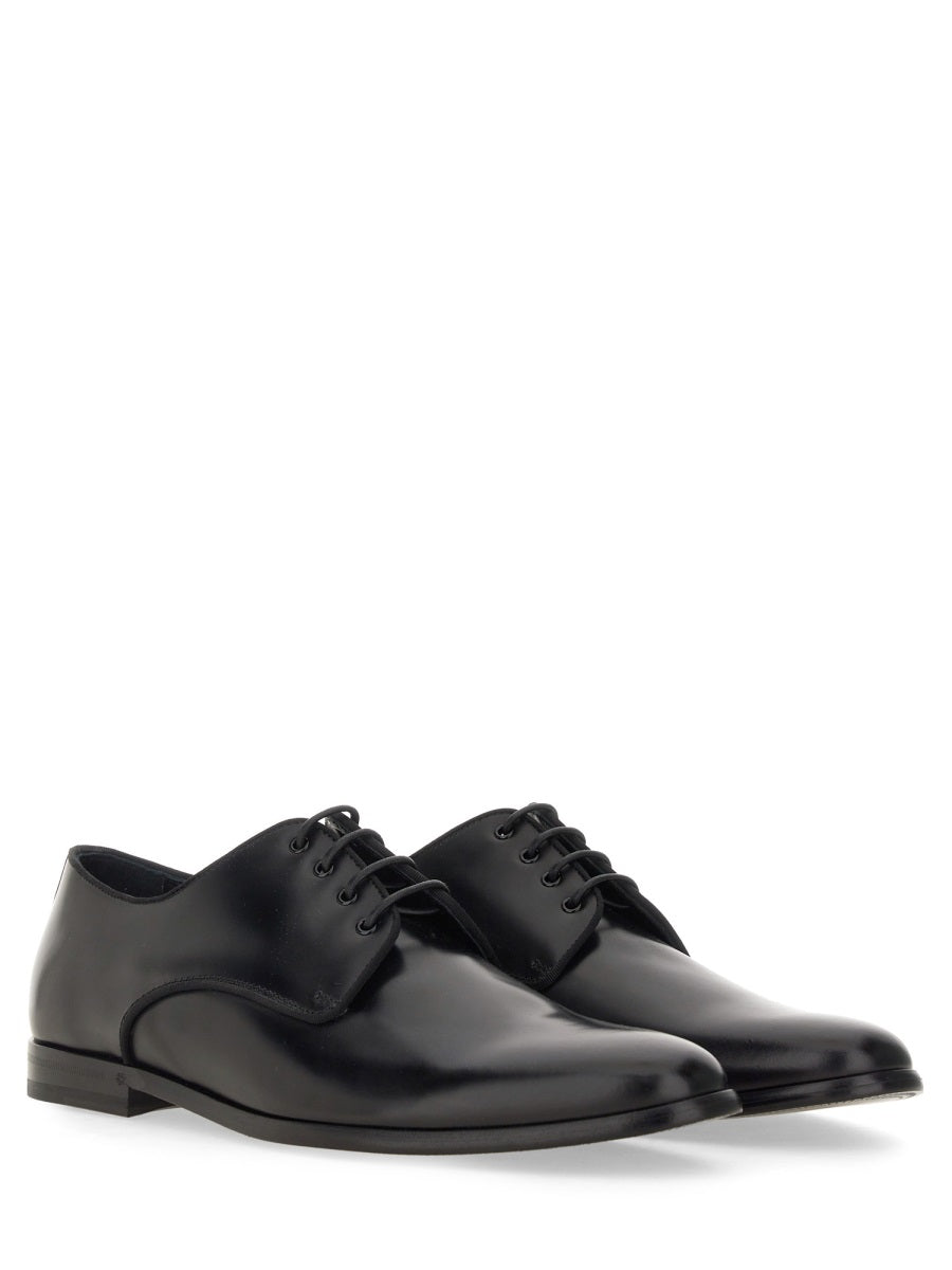 Leather Derby Black Lace-up Shoes