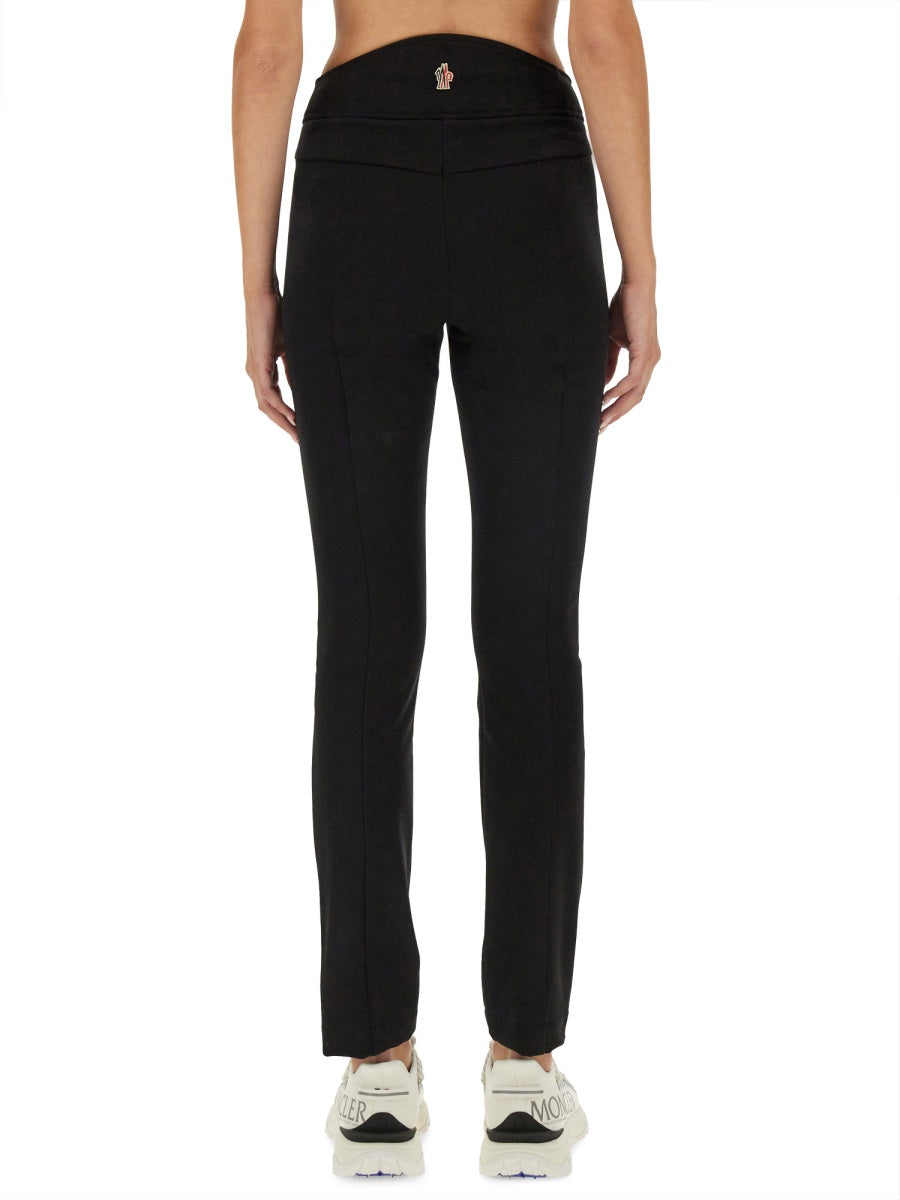 Slim Fit Pants With Logo Black Polyamide Nylon Trousers