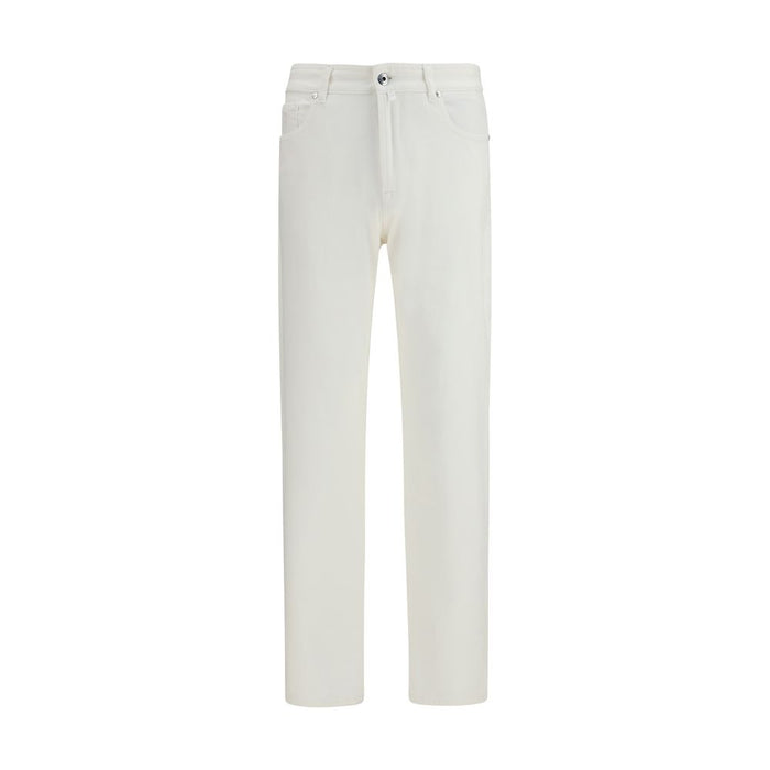 Moorer 92% Cotton 8% Elastane jeans in white