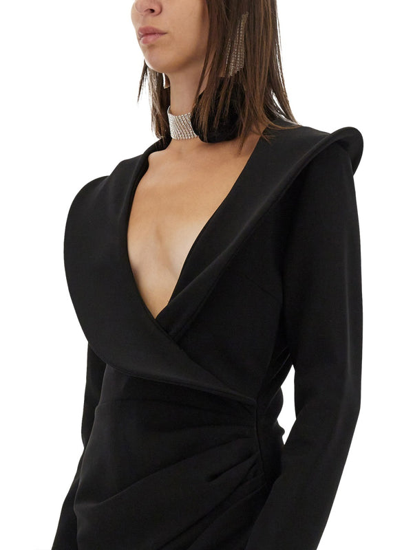 Sculptural Mini Dress Black Shell Wool