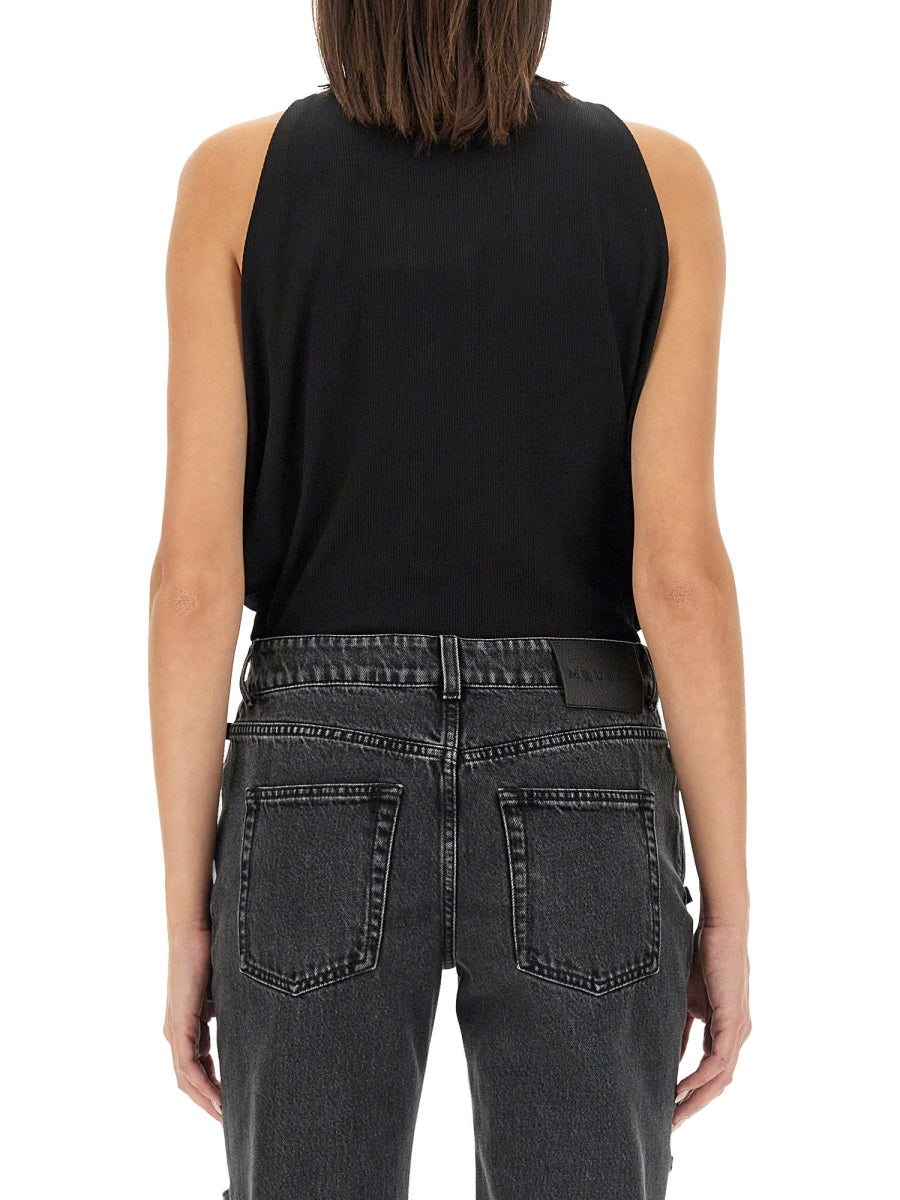 Ribbed Tank Top Black Cotton