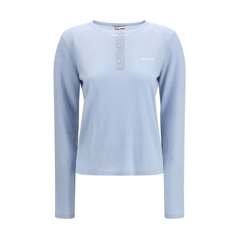 Miu Miu 100% Cashmere henley in blue