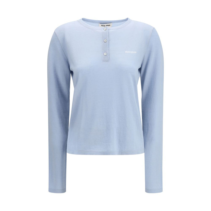 Miu Miu 100% Cashmere henley in blue