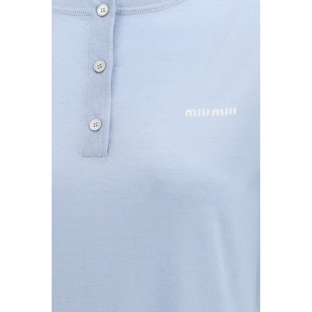 Miu Miu 100% Cashmere henley in blue — view 3