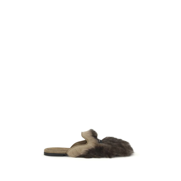 Dolce & Gabbana 81% Lamb Ovis Aries slippers in gray