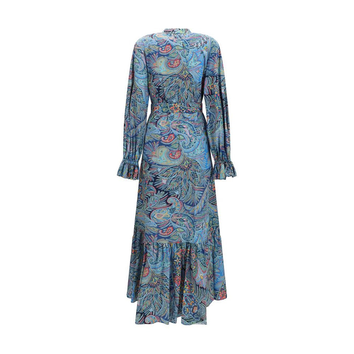 Etro 97% Cotton dress in blue — view 2