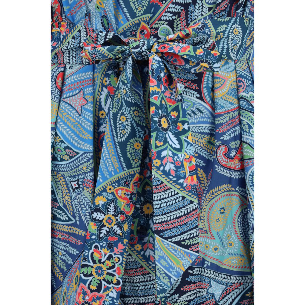 Etro 97% Cotton dress in blue — view 3