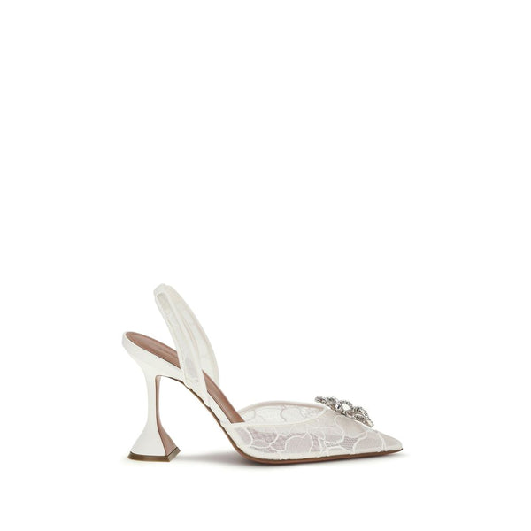 Amina Muaddi Upper: 38% Cotton slingback sandal in white