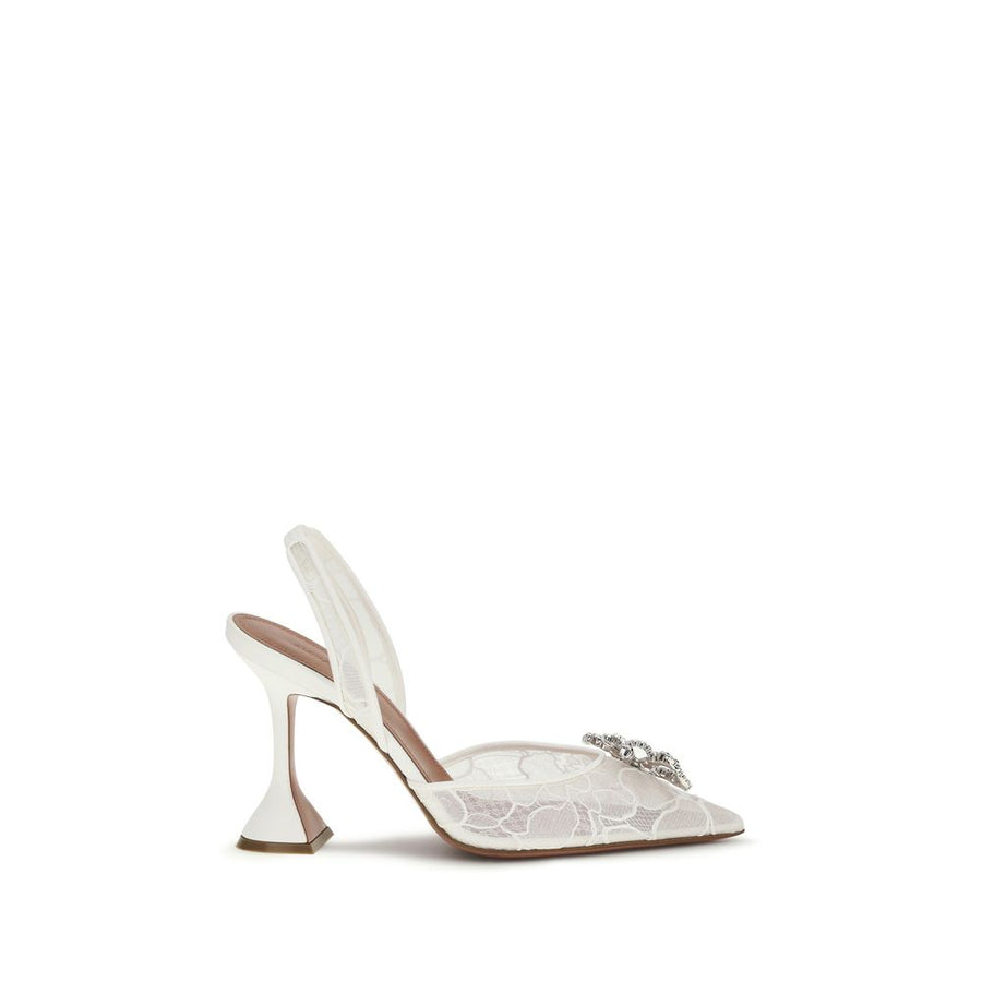 Amina Muaddi Upper: 38% Cotton slingback sandal in white
