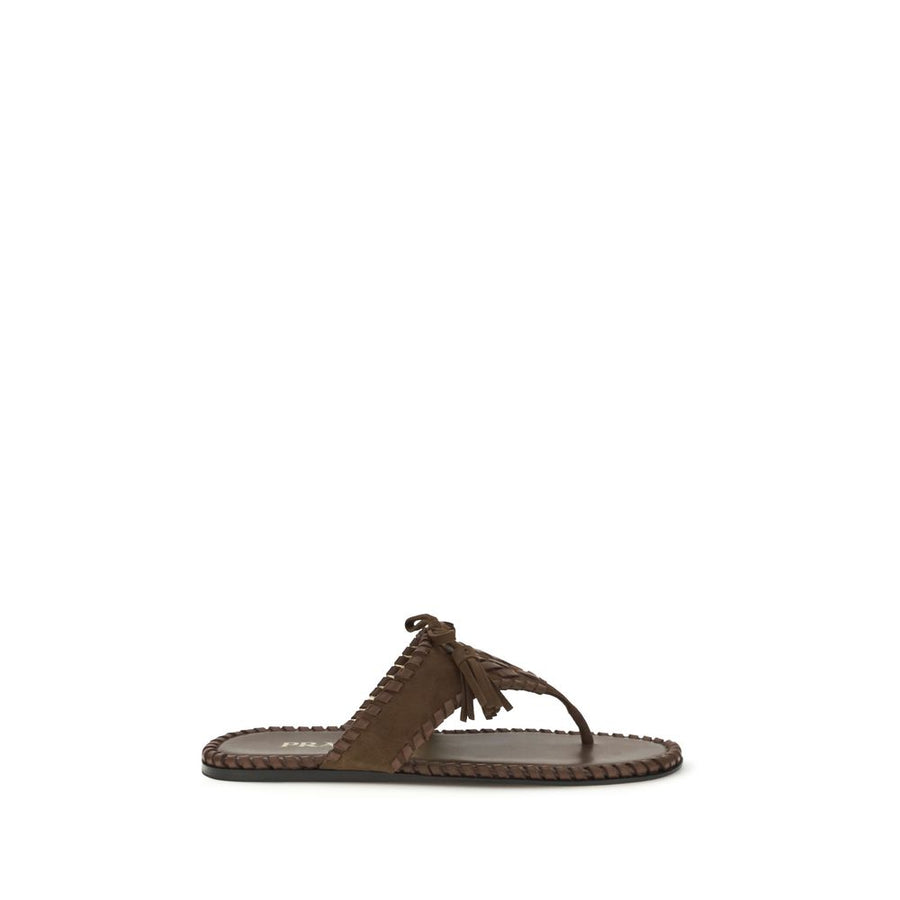 Prada 100% Calf Leather Bos Taurus sandal in brown