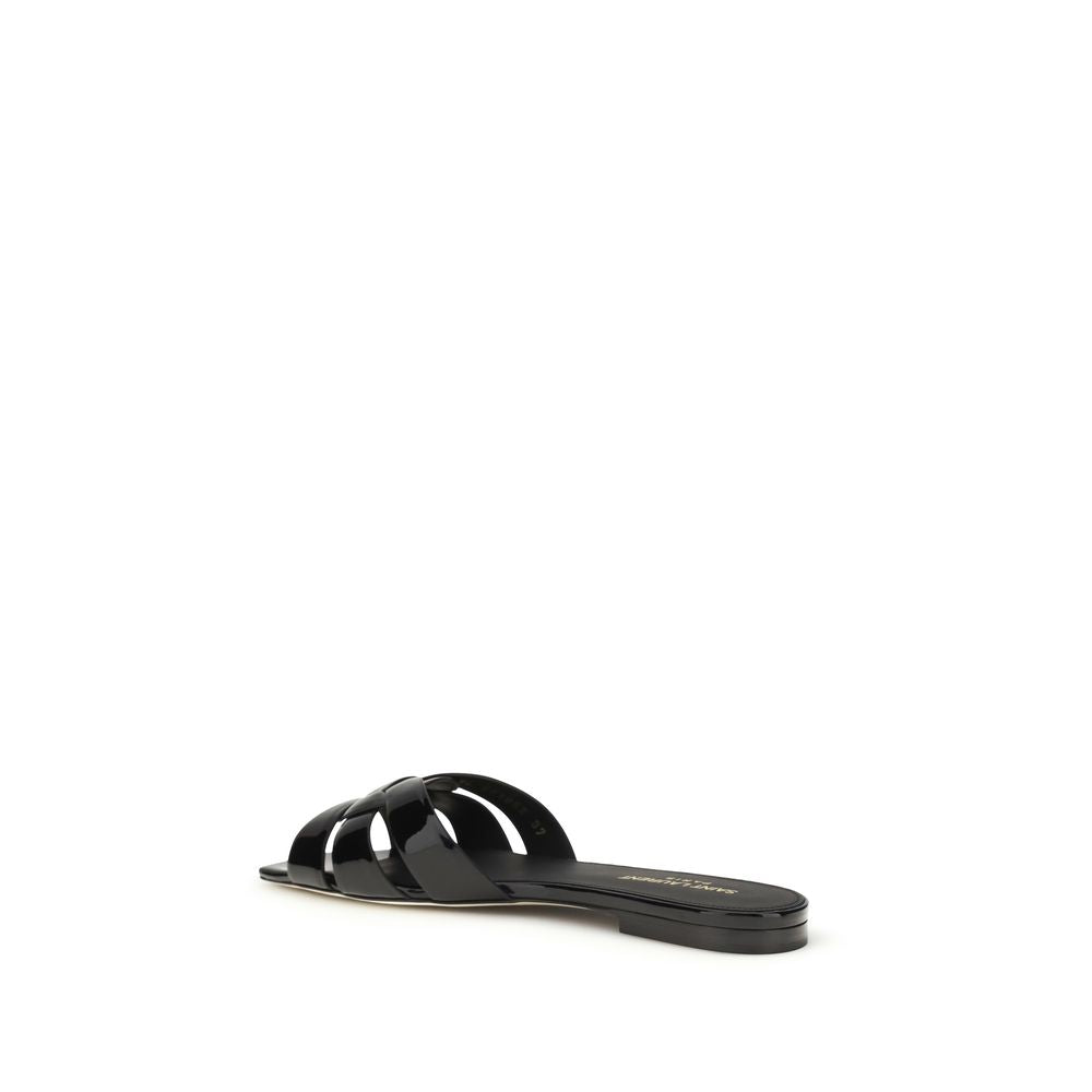 Saint Laurent UPPER 100% Calf Leather Bos Taurus slide sandal in black — view 3