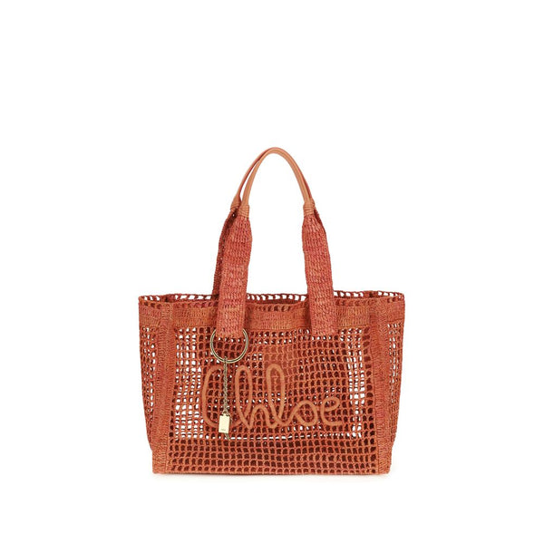 Chloé 100% Raffia tote bag in orange