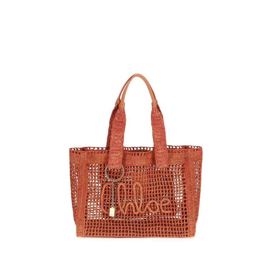 Chloé 100% Raffia tote bag in orange
