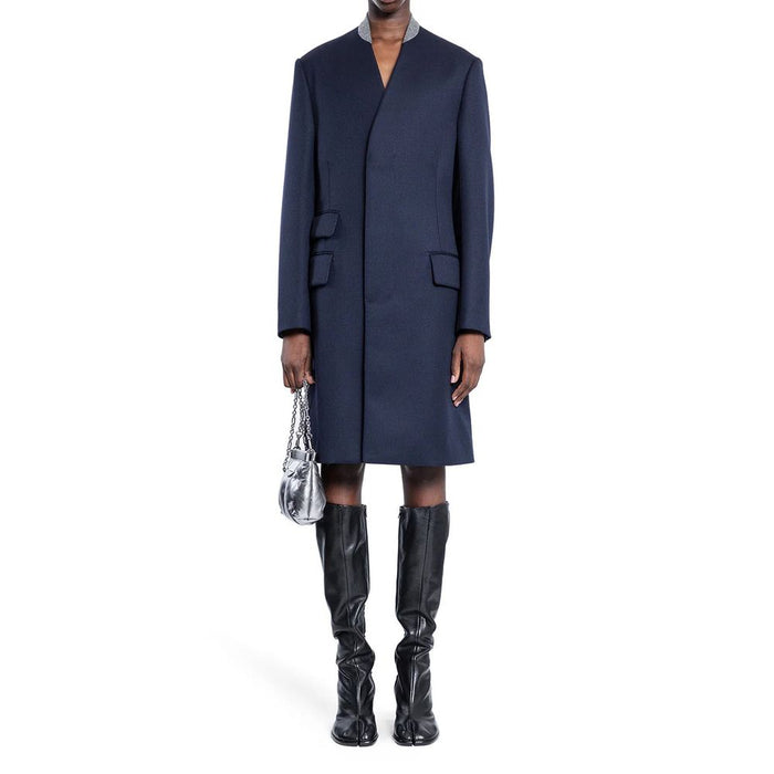 Maison Margiela 100% Wool coat in navy — view 2