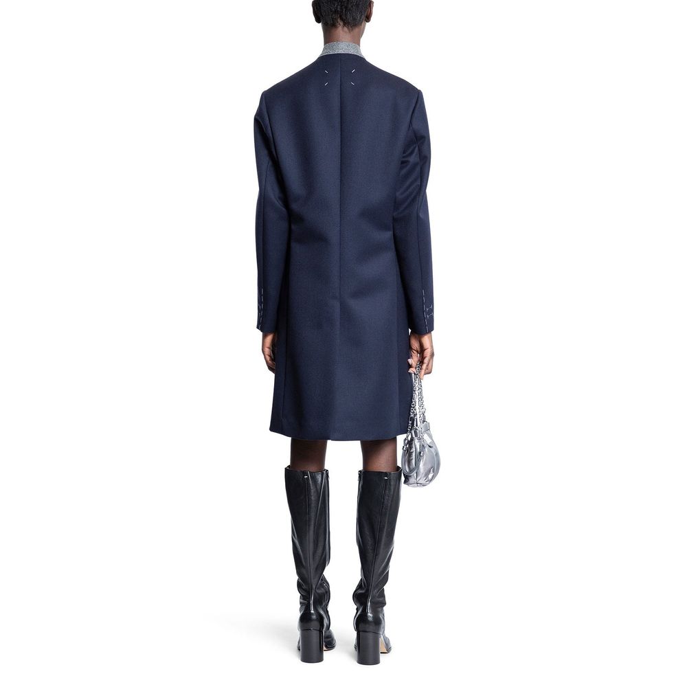 Maison Margiela 100% Wool coat in navy — view 3