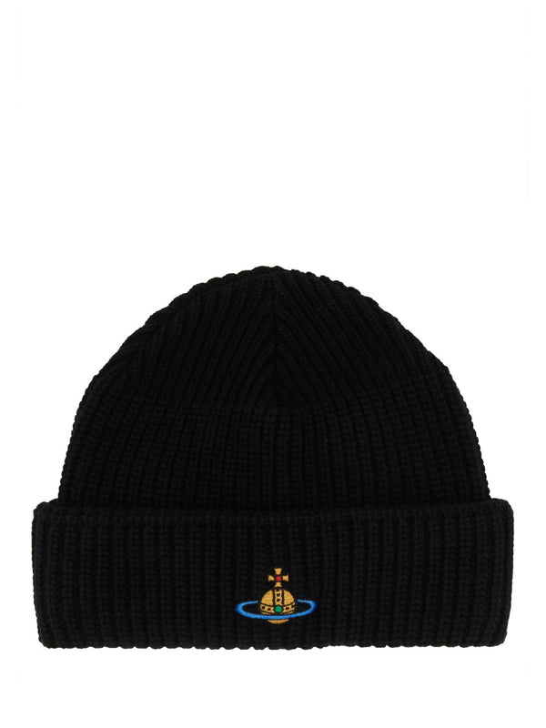 Beanie Hat With Logo Black Wool