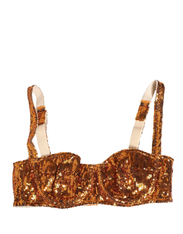 Dolce & Gabbana 100% Nylon; Lining: 92% Silk balconette bra in gold