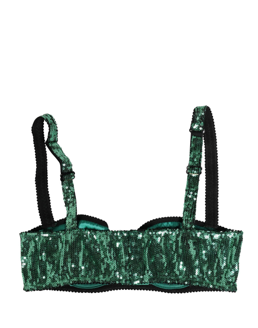 Dolce & Gabbana 100% Nylon; Lining: 92% Silk balconette bra in green