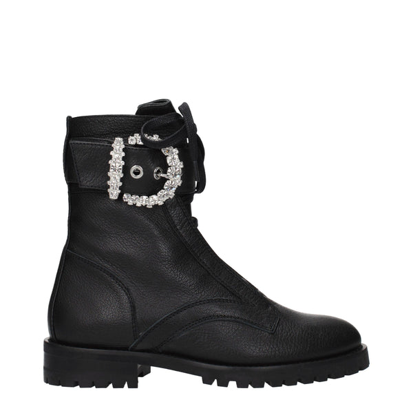 Jimmy Choo Leather combat boot in black