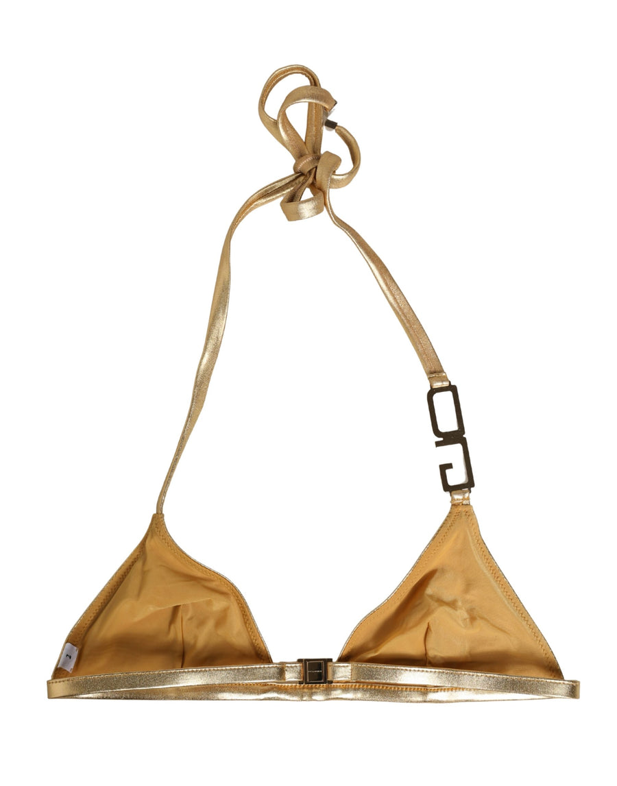 Dolce & Gabbana 4% Elastane 96% Polyester; Lining: 15% Elastane 85% Nylon bikini top in gold
