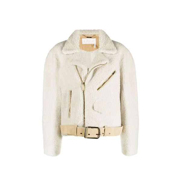 Chloé 100% polyester with leather details jacket in beige