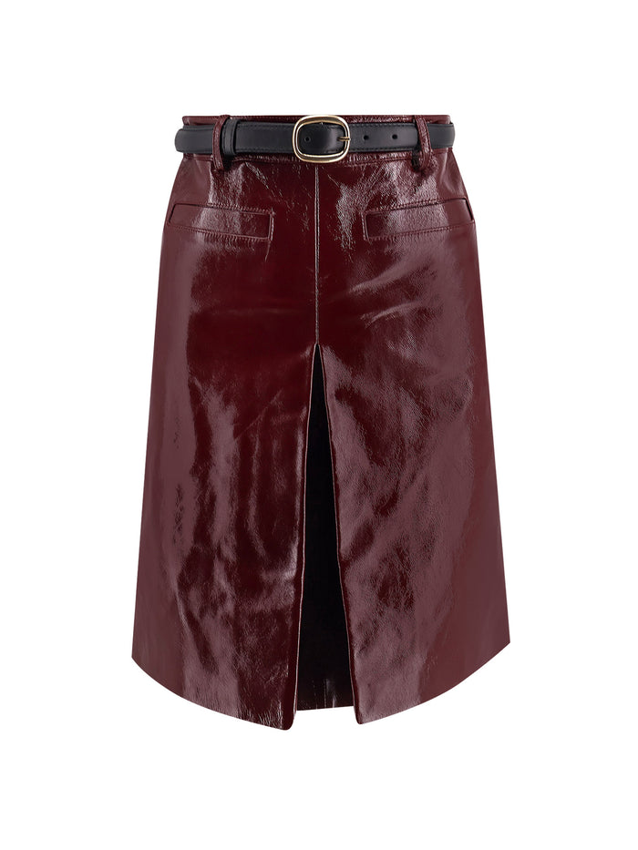 Self Portrait Skirts Purple Leather