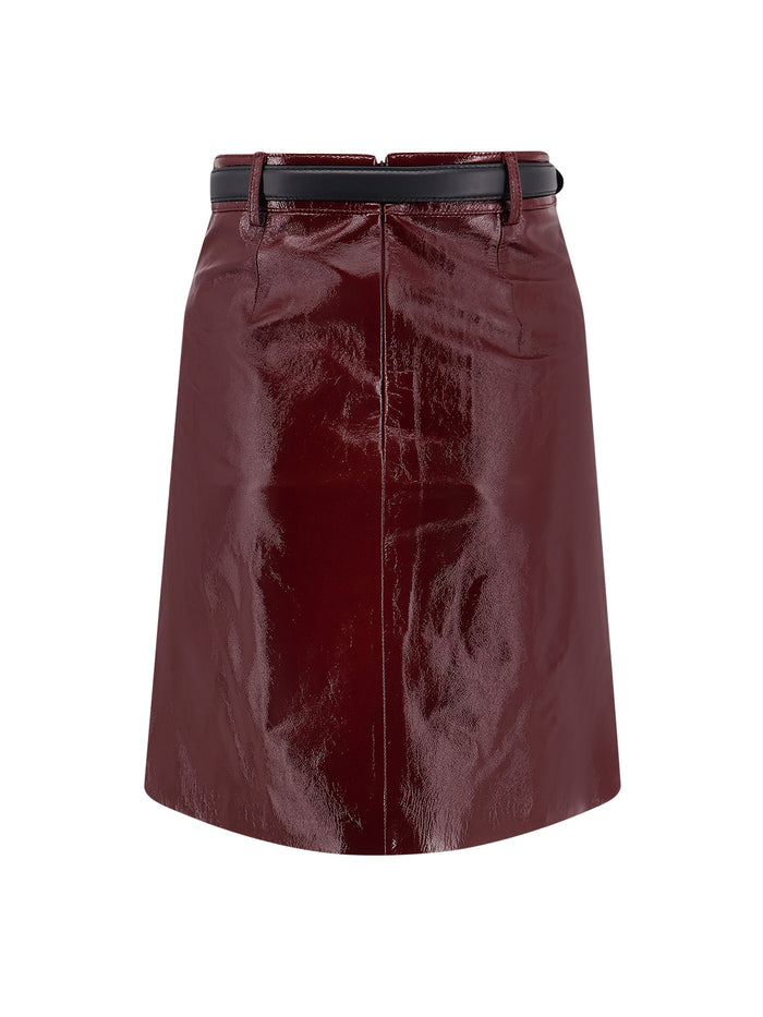 Self Portrait Skirts Purple Leather