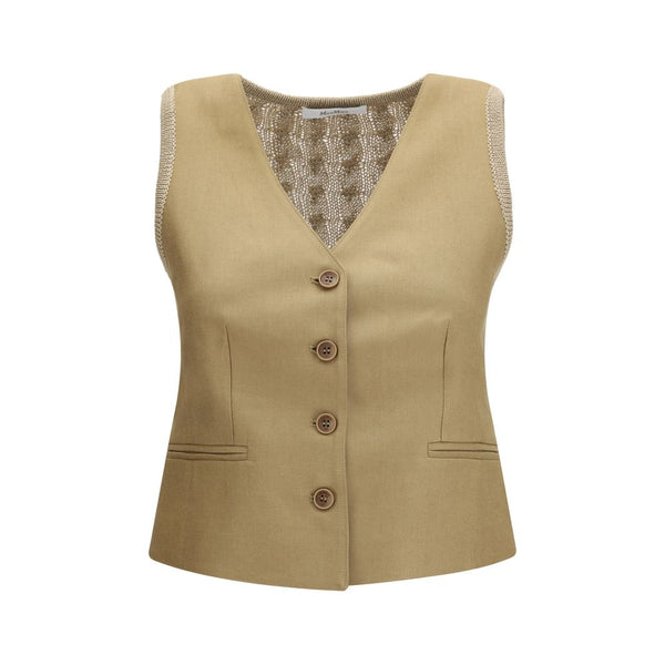 Max Mara 100% Linen waistcoat in beige
