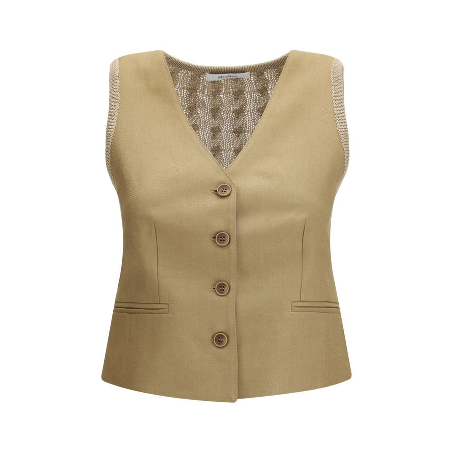 Max Mara 100% Linen waistcoat in beige